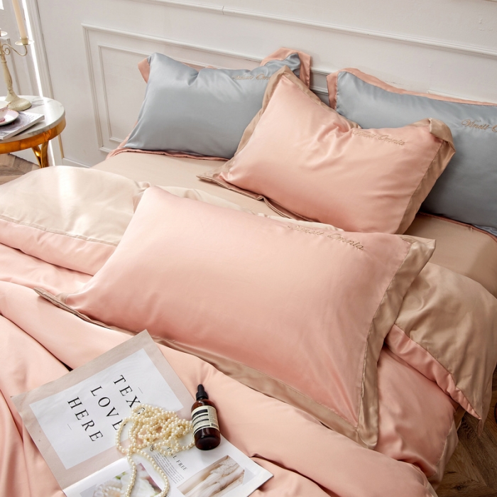 91家纺网 家纺一手货源 找家纺 优悦生活馆 2019新款永恒水洗真丝四件套 永恒-裸粉