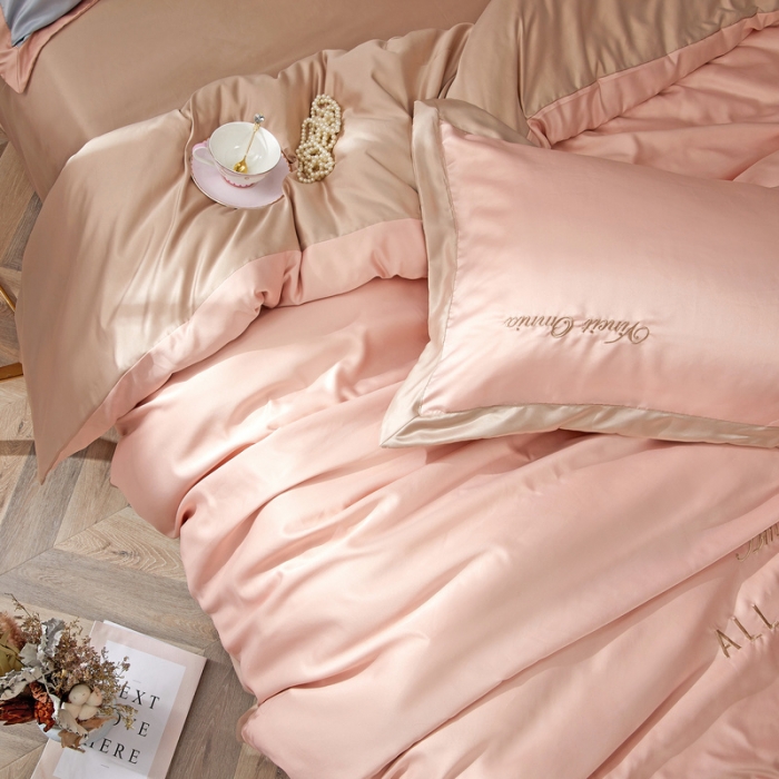 91家纺网 家纺一手货源 找家纺 优悦生活馆 2019新款永恒水洗真丝四件套 永恒-裸粉