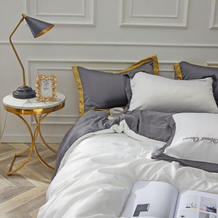 91家纺网 家纺一手货源 找家纺 优悦生活馆 2019新款永恒水洗真丝四件套 永恒-象牙白