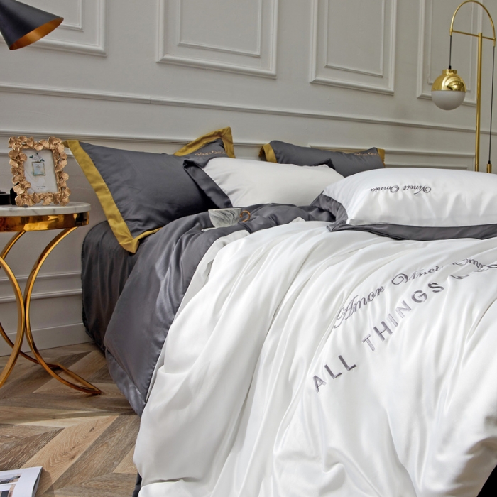 91家纺网 家纺一手货源 找家纺 优悦生活馆 2019新款永恒水洗真丝四件套 永恒-象牙白