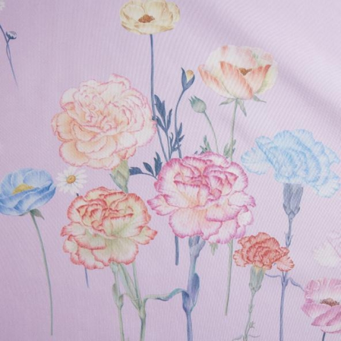 91家纺网 家纺一手货源 找家纺 米莱 2018凉席强推款水洗床笠带花边 秀色花开-紫