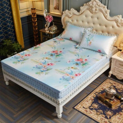 91家纺网 家纺一手货源 找家纺 （总）米莱 2018凉席强推款水洗床笠带花边