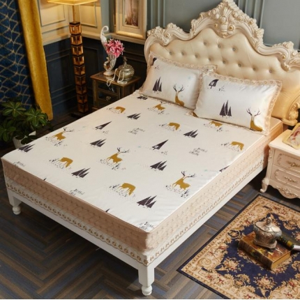 91家纺网 家纺一手货源 找家纺 米莱 2018凉席强推款水洗床笠带花边 网红小鹿