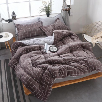 91家纺网 家纺一手货源 找家纺 米莱家纺 2018无印风双面法兰绒冬被 格调灰