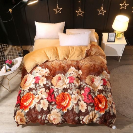 91家纺网 家纺一手货源 找家纺 米莱家纺 2018新款加厚法莱绒单被套 国色天香