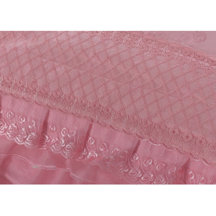 91家纺网 家纺一手货源 找家纺 晶缦家纺 薇薇新娘蕾丝贡缎四-七件套 粉