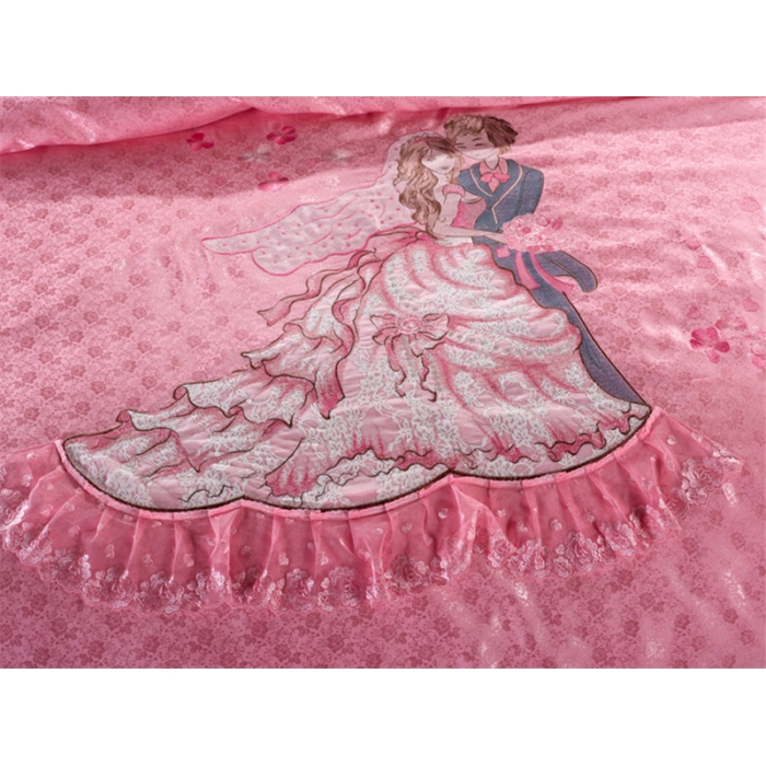 91家纺网 家纺一手货源 找家纺 晶缦家纺 婚礼进行时床盖四件套可配八件套