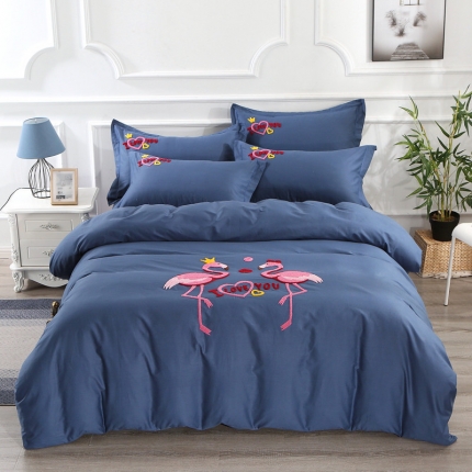 91家纺网 家纺一手货源 找家纺 总-13372田园风全棉毛巾绣四件套纯棉绣花四件套全棉刺绣