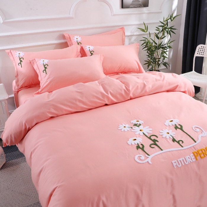 91家纺网 家纺一手货源 找家纺 13372田园风全棉毛巾绣四件套纯棉绣花四件套刺绣 夏花绽放