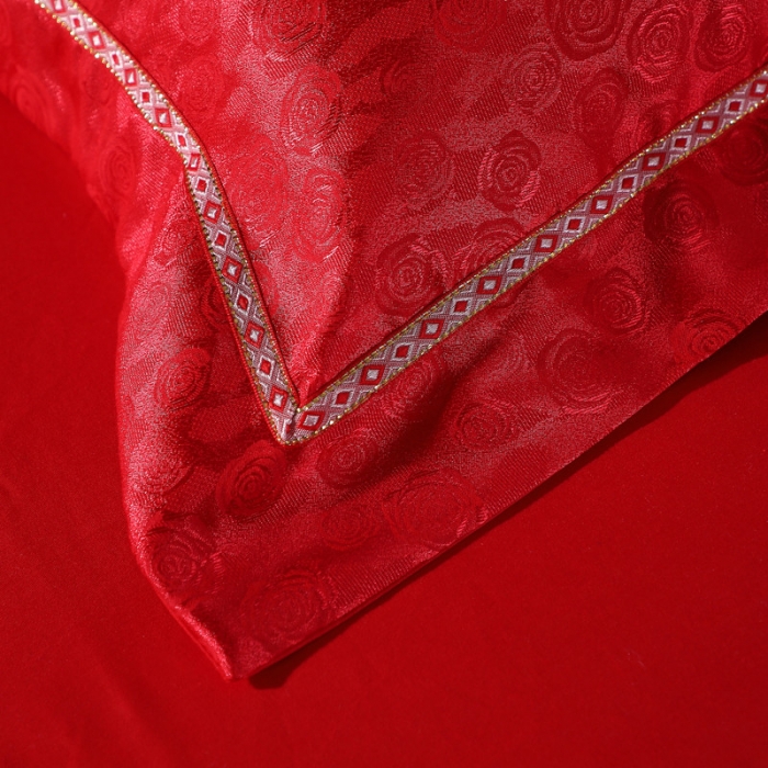 91家纺网 家纺一手货源 找家纺 总-2023新款60S天丝提花四件套 支全棉纯棉贡缎提花婚庆