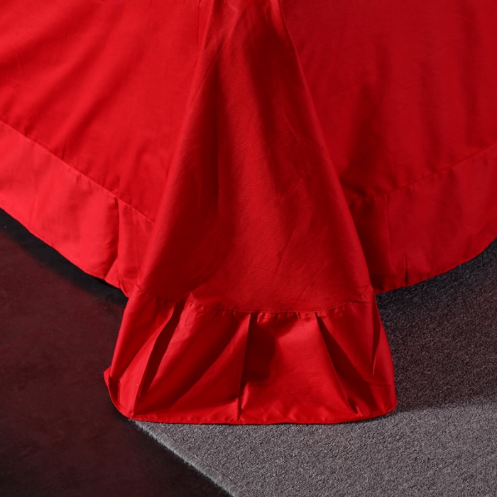 91家纺网 家纺一手货源 找家纺 玫瑰情缘大红2020新款60S天丝提花四件套全棉纯棉贡缎婚庆