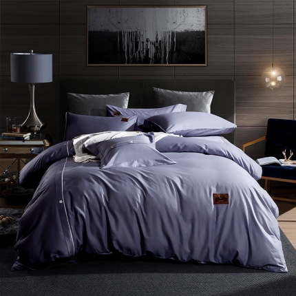 91家纺网 家纺一手货源 找家纺 鼎飞家纺 2019新品纽扣绣花工艺款四件套 布拉格-烟灰