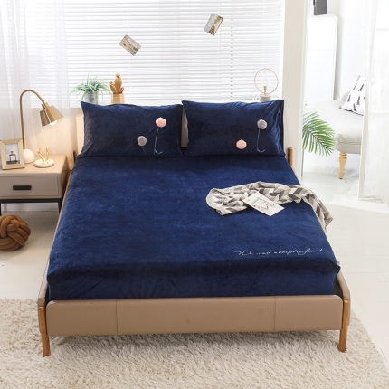 91家纺网 家纺一手货源 找家纺 鼎飞 2019新款丽芙绒单品终版床笠 优雅宝蓝