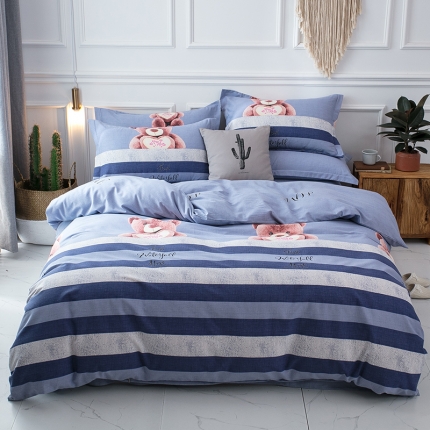 91家纺网 家纺一手货源 找家纺 乐视家纺 2021新款全棉磨毛四件套 淘气熊