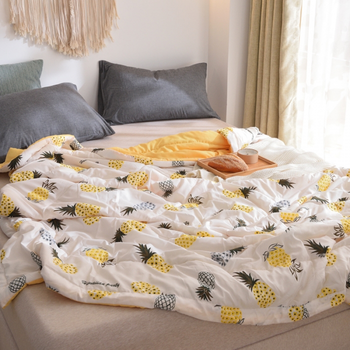 91家纺网 家纺一手货源 找家纺 佑泽家纺 新款无印良品水洗棉夏被 菠萝蜜