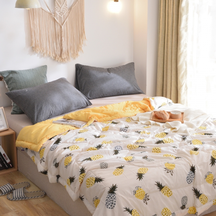 91家纺网 家纺一手货源 找家纺 佑泽家纺 新款无印良品水洗棉夏被 菠萝蜜