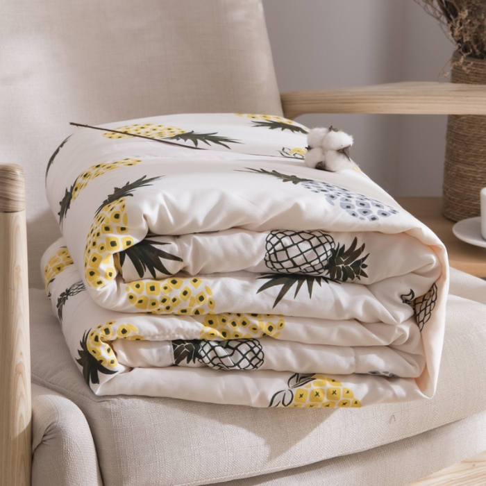 91家纺网 家纺一手货源 找家纺 佑泽家纺 新款无印良品水洗棉夏被 菠萝蜜