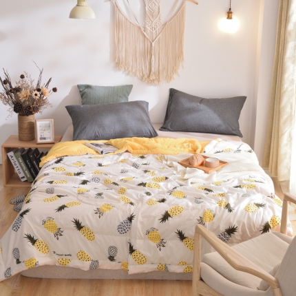 91家纺网 家纺一手货源 找家纺 佑泽家纺 新款无印良品水洗棉夏被 菠萝蜜