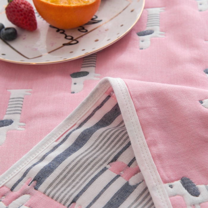 91家纺网 家纺一手货源 找家纺 朴尔家纺 夏季毛巾被纯棉毛毯被夏被毯子空调被宠物狗-粉