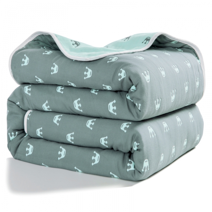 91家纺网 家纺一手货源 找家纺 朴尔家纺 夏季毛巾被纯棉毛毯被夏被毯子空调被 皇冠-灰