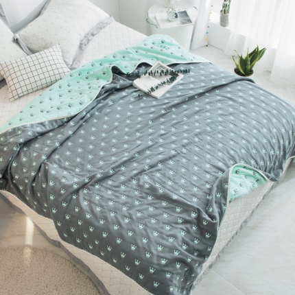 朴尔家纺 夏季毛巾被纯棉毛毯被夏被毯子空调被 皇冠-灰