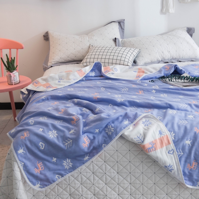 91家纺网 家纺一手货源 找家纺 朴尔家纺 夏季毛巾被纯棉毛毯被夏被毯子空调被 吉祥鹿