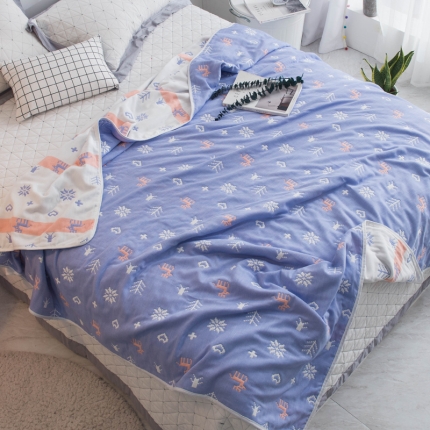 朴尔家纺 夏季毛巾被纯棉毛毯被夏被毯子空调被 吉祥鹿