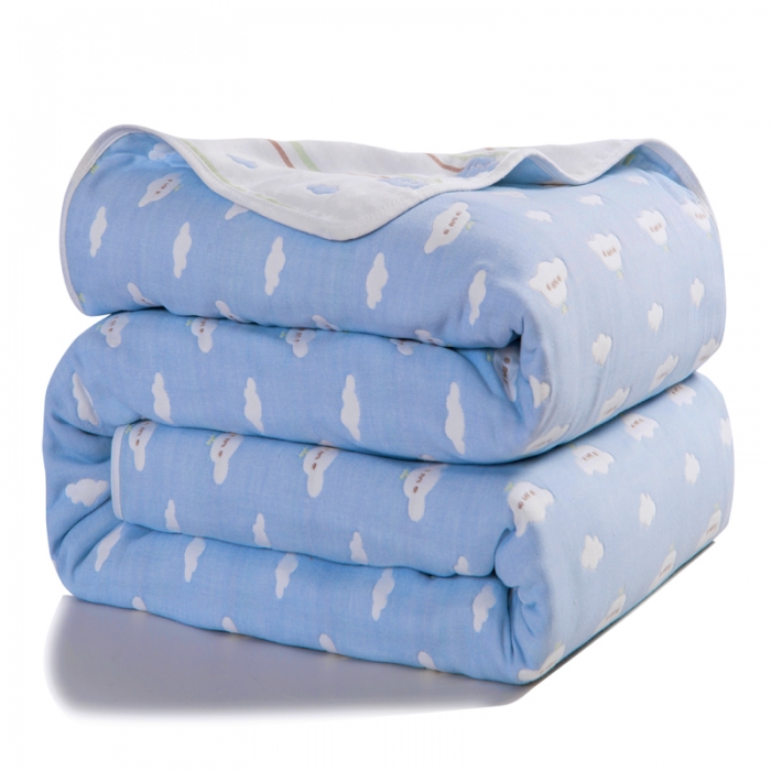 91家纺网 家纺一手货源 找家纺 朴尔家纺 夏季毛巾被纯棉毛毯被夏被毯子空调被日式彩云-兰