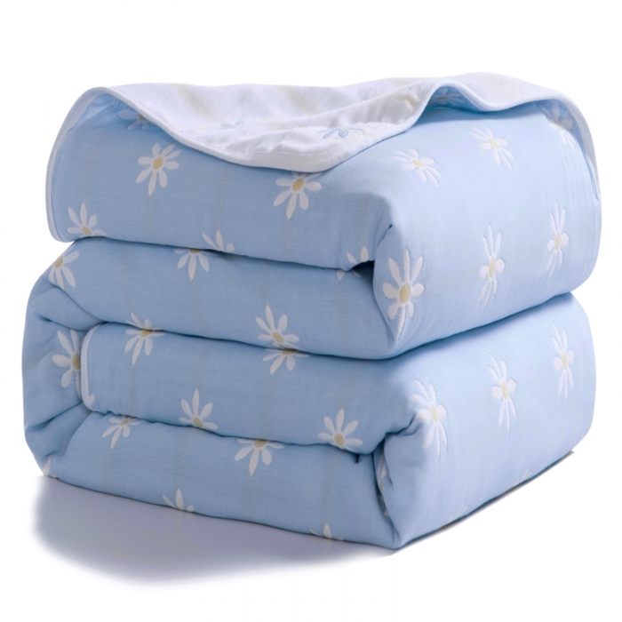 91家纺网 家纺一手货源 找家纺 朴尔家纺 夏季毛巾被纯棉毛毯被夏被毯子空调被小雏菊-兰