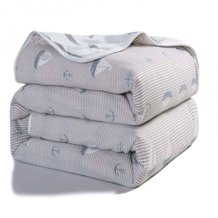 91家纺网 家纺一手货源 找家纺 朴尔家纺 夏季毛巾被纯棉毛毯被夏被毯子空调被小帆船