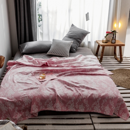 朴尔家纺 2020年新款双层全棉纱布毛巾被 和风古韵-粉