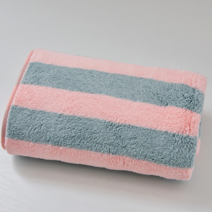 91家纺网 家纺一手货源 找家纺 朴尔情侣毛巾家用干发速干创意北欧风洗脸吸水不掉毛条纹-灰拼粉