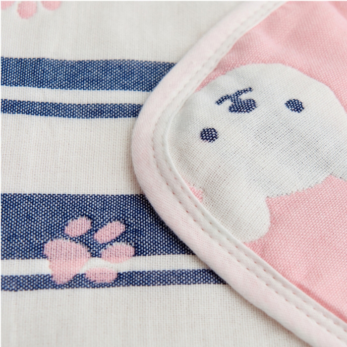 91家纺网 家纺一手货源 找家纺 朴尔全棉一对装成人情侣婴童单人学生六层纱布枕巾甜蜜小熊粉