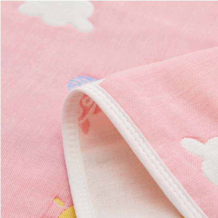 91家纺网 家纺一手货源 找家纺 朴尔全棉一对装成人情侣婴童学生六层纱布枕巾小猪琪琪粉