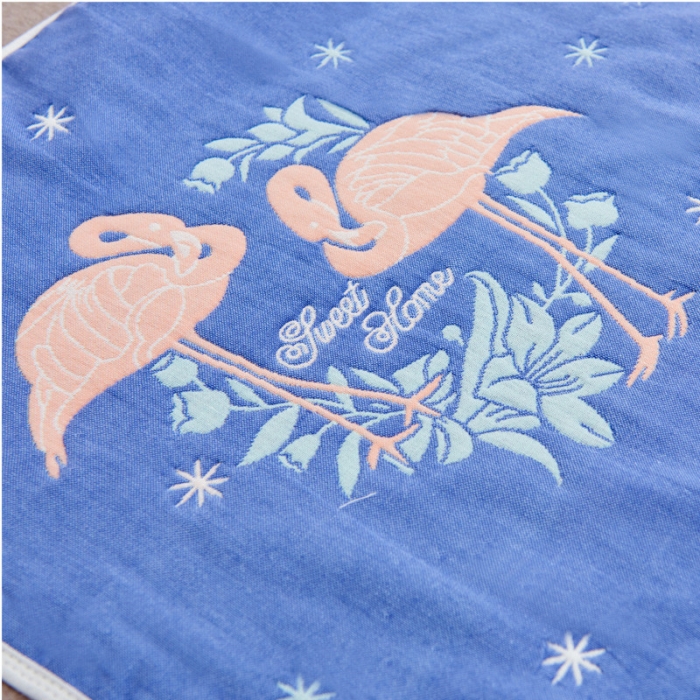 91家纺网 家纺一手货源 找家纺 朴尔全棉一对装成人情侣婴童单人学生男全棉六层纱布枕巾悠悠鸟兰