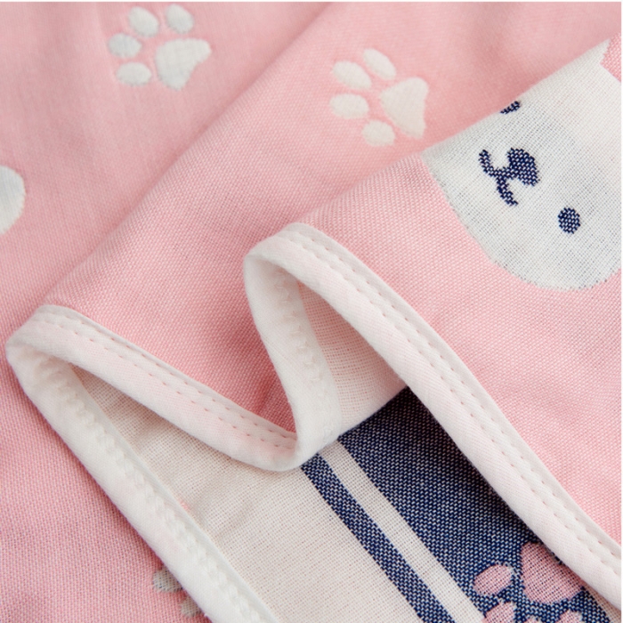 91家纺网 家纺一手货源 找家纺 朴尔全棉一对装成人情侣婴童单人学生六层纱布枕巾甜蜜小熊粉