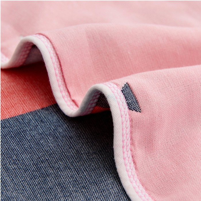 91家纺网 家纺一手货源 找家纺 朴尔全棉一对装成人情侣婴童单人学生男全棉六层纱布枕巾幸福鸟粉