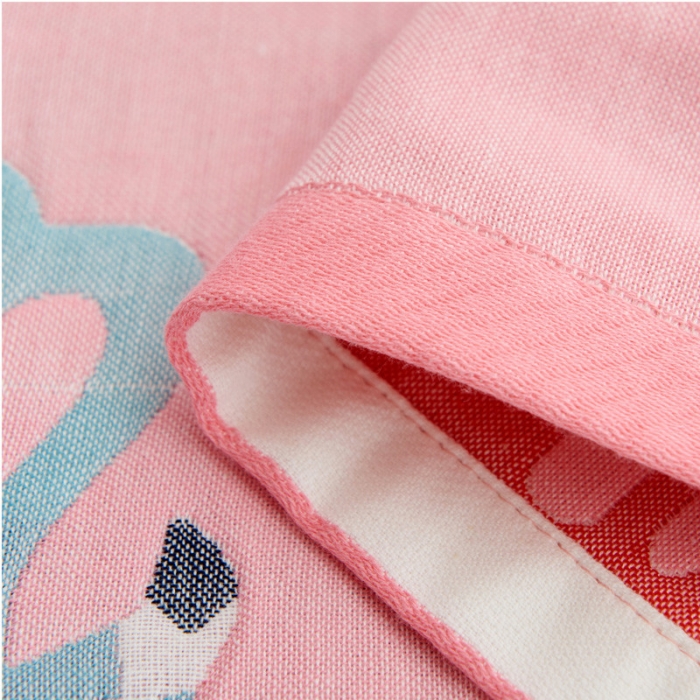 91家纺网 家纺一手货源 找家纺 朴尔全棉一对装成人情侣婴童单人学生男全棉六层纱布枕巾幸福鸟粉