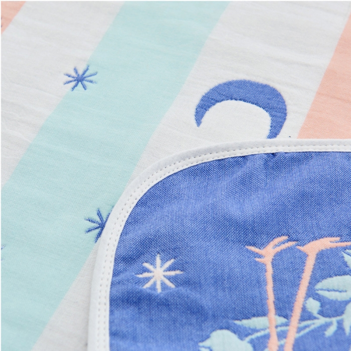 91家纺网 家纺一手货源 找家纺 朴尔全棉一对装成人情侣婴童单人学生男全棉六层纱布枕巾悠悠鸟兰