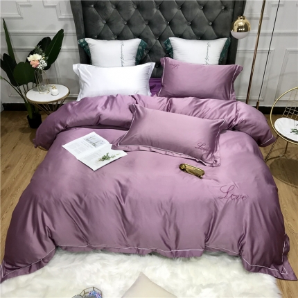 91家纺网 家纺一手货源 找家纺 祺瑞佳 2022水洗真丝全棉绣花四件套-LOVE 莫妮卡