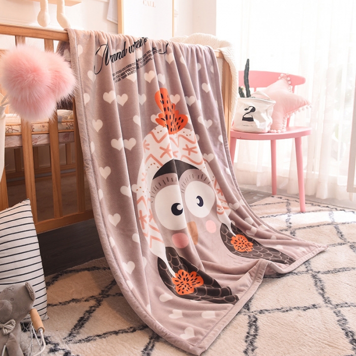 91家纺网 家纺一手货源 找家纺 茗婷家纺 2025双层定位儿童毯 爱心猫头鹰