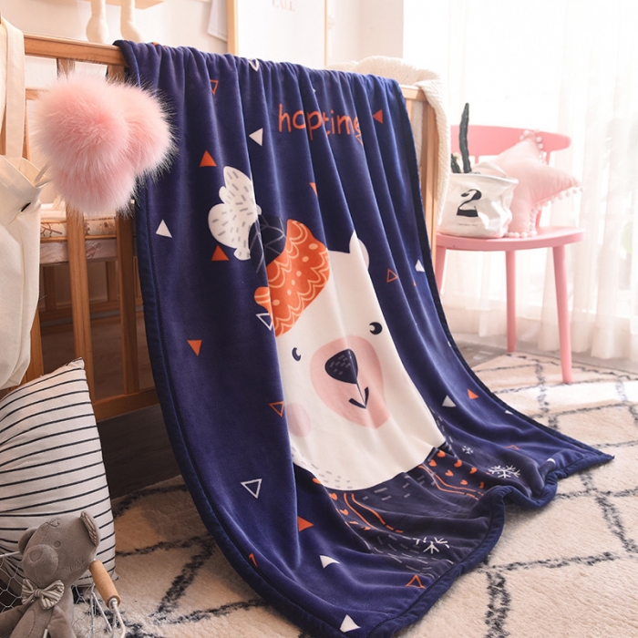 91家纺网 家纺一手货源 找家纺 茗婷家纺 2025双层定位儿童毯 可爱小白熊