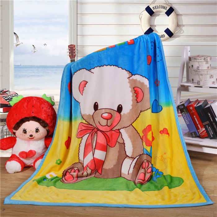 91家纺网 家纺一手货源 找家纺 茗婷家纺 2025双层定位儿童毯 围巾小熊