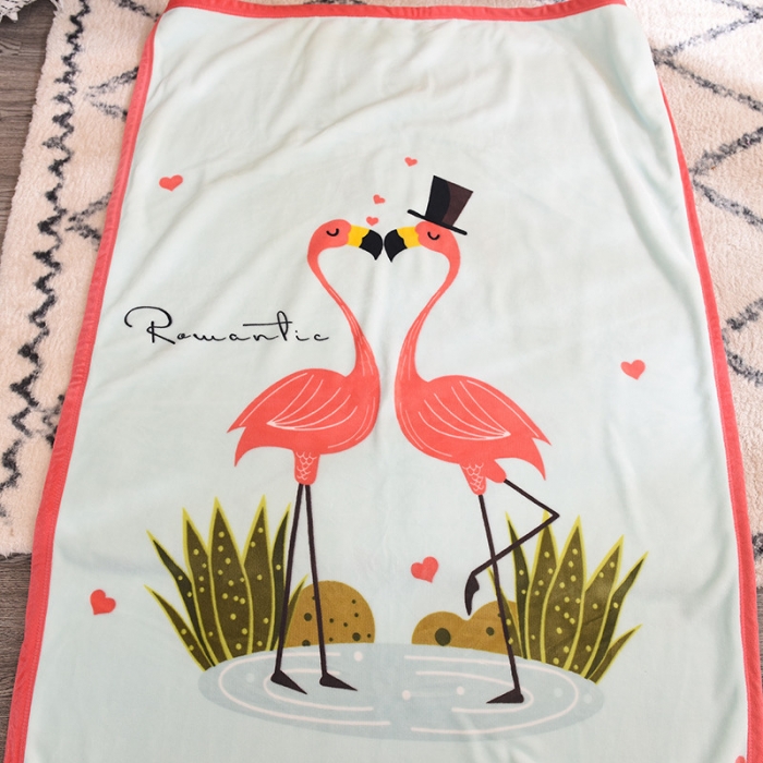 91家纺网 家纺一手货源 找家纺 茗婷家纺 2025双层定位儿童毯 恋爱火烈鸟