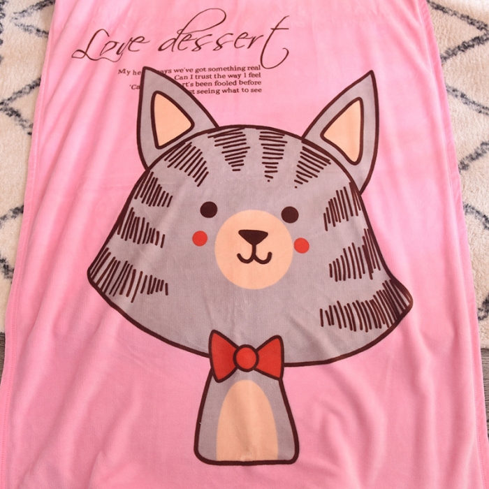 91家纺网 家纺一手货源 找家纺 茗婷家纺 2025双层定位儿童毯 领结猫咪