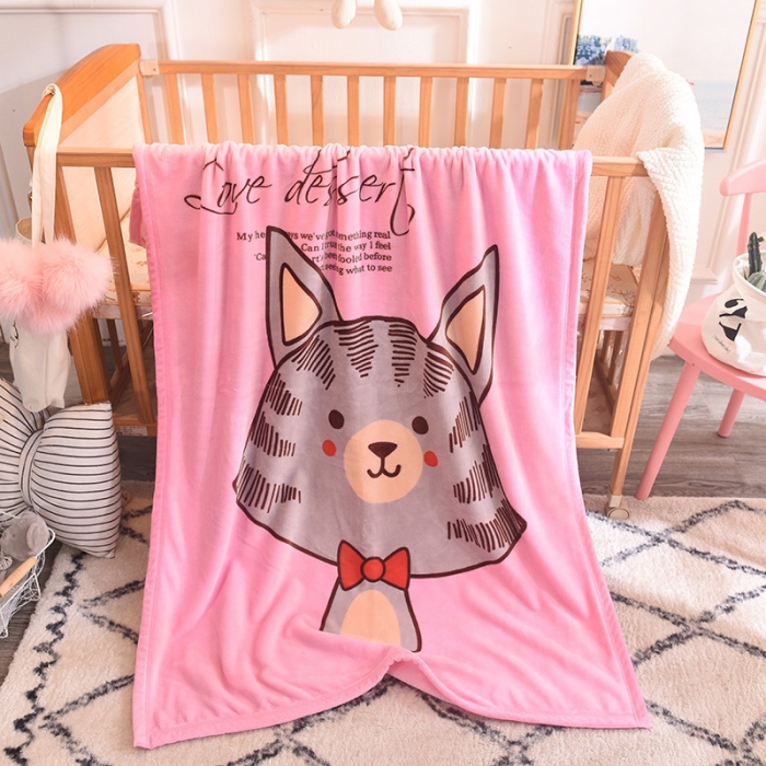 91家纺网 家纺一手货源 找家纺 茗婷家纺 2025双层定位儿童毯 领结猫咪