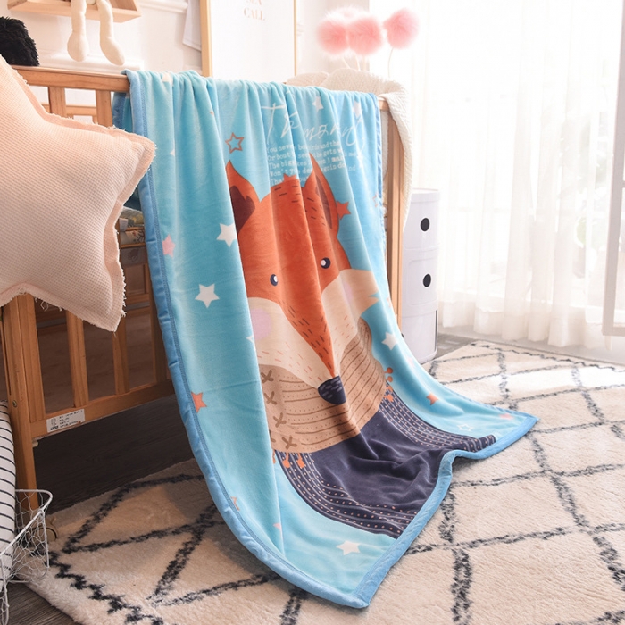 91家纺网 家纺一手货源 找家纺 茗婷家纺 2025双层定位儿童毯 围巾狐狸