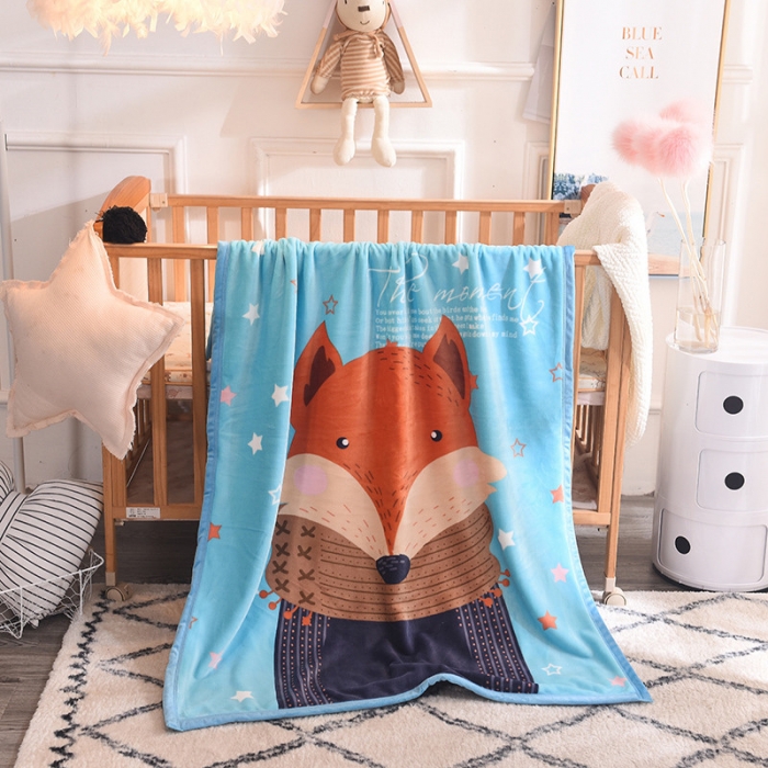 91家纺网 家纺一手货源 找家纺 茗婷家纺 2025双层定位儿童毯 围巾狐狸