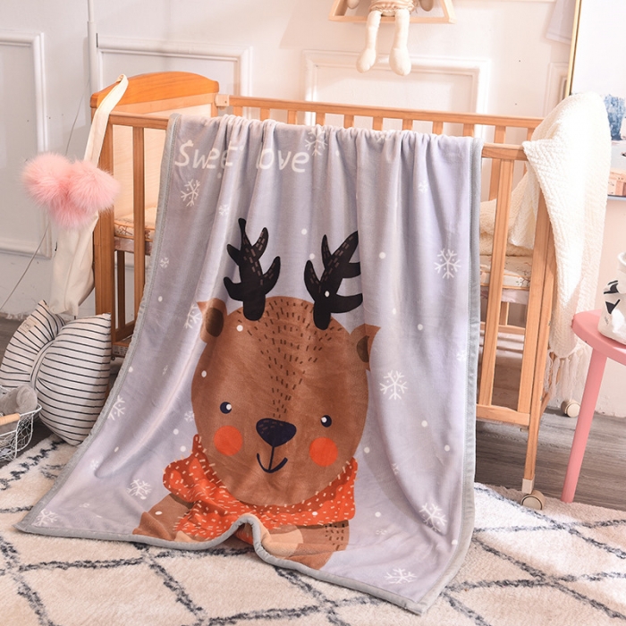 91家纺网 家纺一手货源 找家纺 茗婷家纺 2025双层定位儿童毯 小鹿角