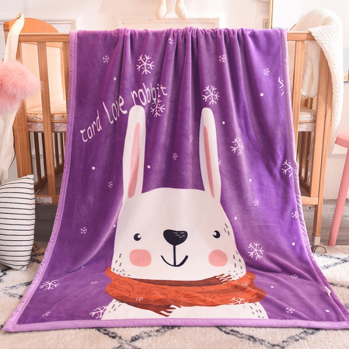 91家纺网 家纺一手货源 找家纺 茗婷家纺 2025双层定位儿童毯 长耳白兔